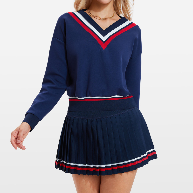 Ženski set dugačkih rukava s polo ovratnikom i V-izrezom, brzo sušenje, najlon-spandeks 80/20