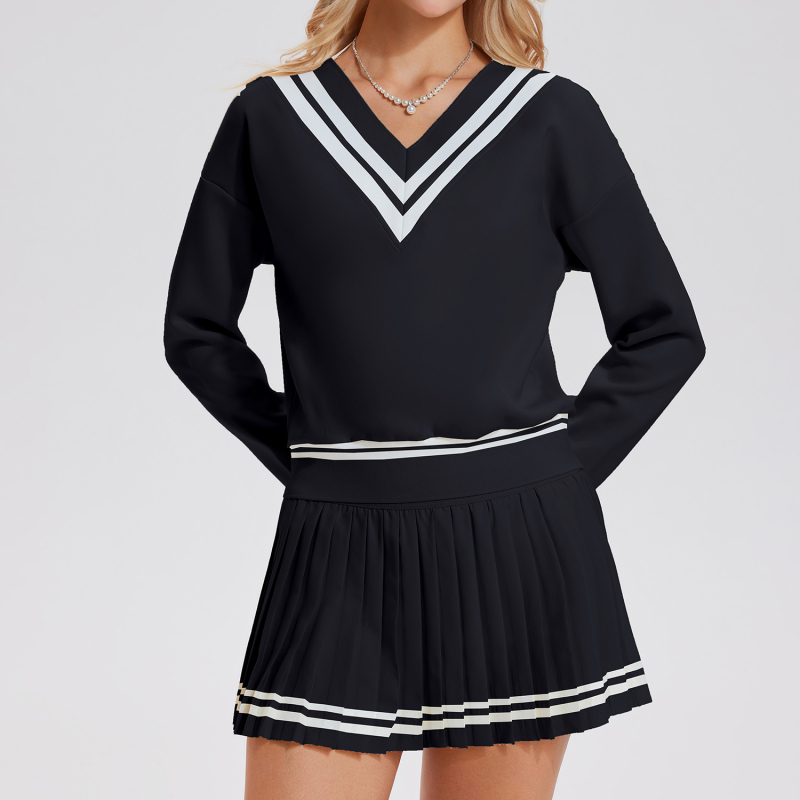 Ženski set dugačkih rukava s polo ovratnikom i V-izrezom, brzo sušenje, najlon-spandeks 80/20