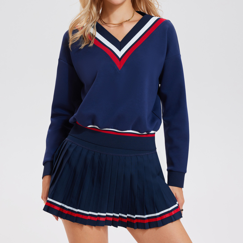 Ženski set dugačkih rukava s polo ovratnikom i V-izrezom, brzo sušenje, najlon-spandeks 80/20