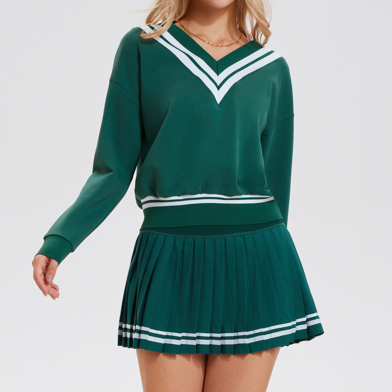 Ženski set dugačkih rukava s polo ovratnikom i V-izrezom, brzo sušenje, najlon-spandeks 80/20