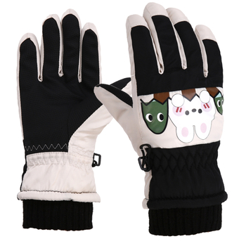 Dječje zimske pletene rukavice za djevojčice, prstima odvojene, izolirani stil, cvjetni uzorak