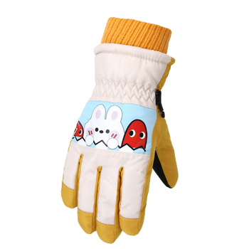 Dječje zimske pletene rukavice za djevojčice, prstima odvojene, izolirani stil, cvjetni uzorak