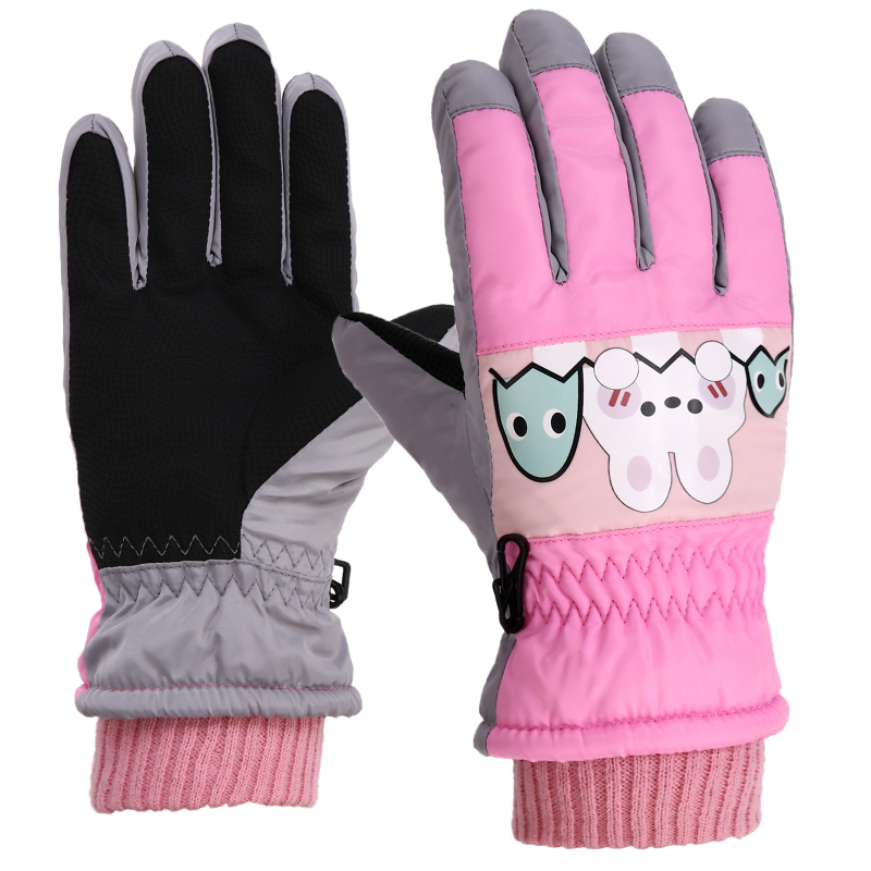 Dječje zimske pletene rukavice za djevojčice, prstima odvojene, izolirani stil, cvjetni uzorak