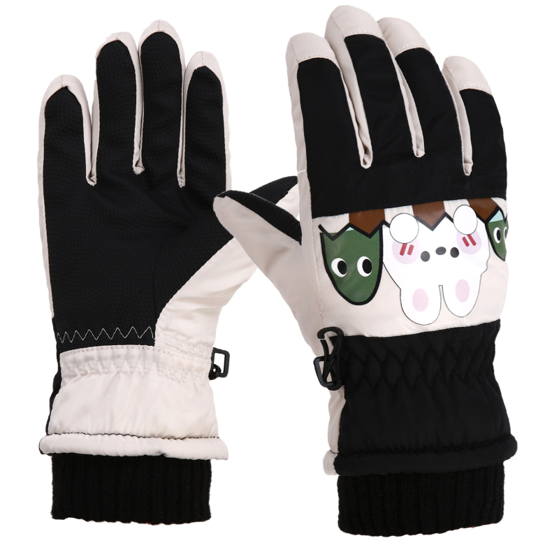 Dječje zimske pletene rukavice za djevojčice, prstima odvojene, izolirani stil, cvjetni uzorak