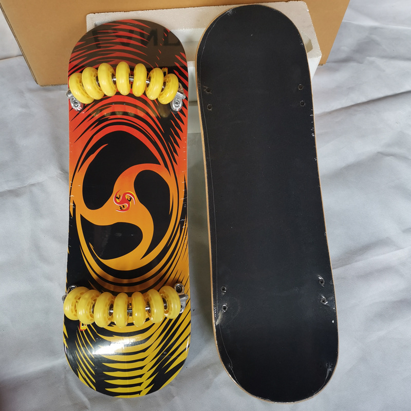 ST.LONG Landski dēlis no kļavu koka ar 14 riteņiem, PU riteņiem, dubultā rocker, pieaugušajiem