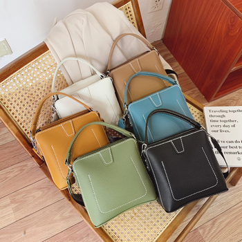 Bucket Bag DIY set za pletenje s PU materijalom, mali kvadratni stil, uspravni kvadratni oblik, zatvarač, jedna naramenica
