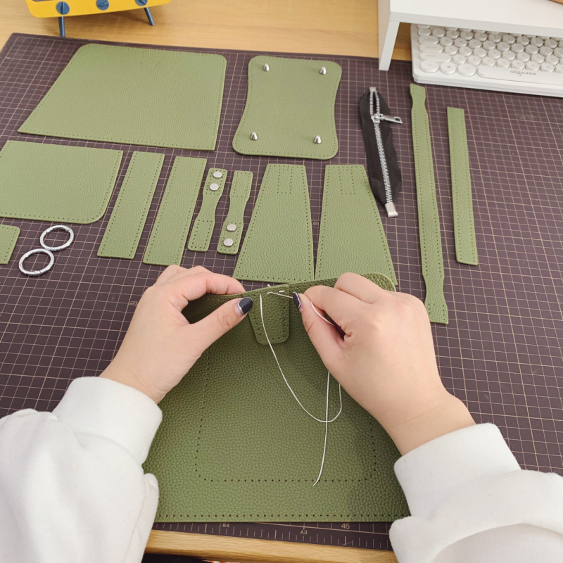 Bucket Bag DIY set za pletenje s PU materijalom, mali kvadratni stil, uspravni kvadratni oblik, zatvarač, jedna naramenica