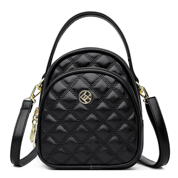 Crossbody rankinė su daugiasluoksniu rombo dizainu, PU medžiaga, užtrauktinių atidarymas, vidinė struktūra: kišenė su užtrauktuku, telefono kišenė ir ID kišenė