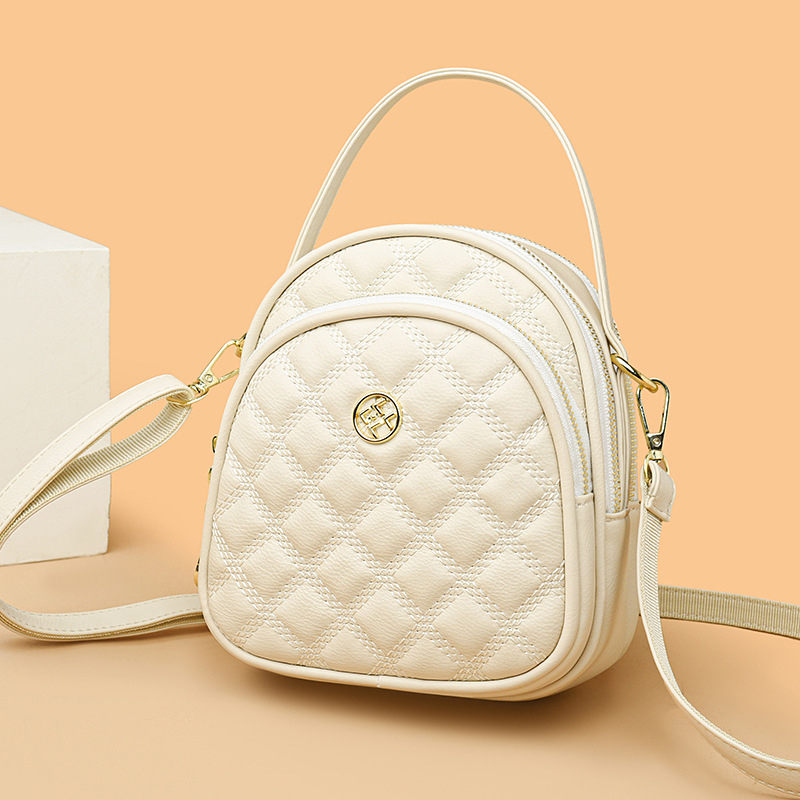 Crossbody rankinė su daugiasluoksniu rombo dizainu, PU medžiaga, užtrauktinių atidarymas, vidinė struktūra: kišenė su užtrauktuku, telefono kišenė ir ID kišenė