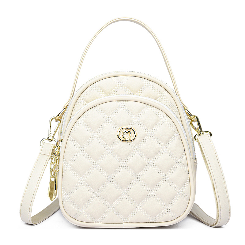 Crossbody rankinė su daugiasluoksniu rombo dizainu, PU medžiaga, užtrauktinių atidarymas, vidinė struktūra: kišenė su užtrauktuku, telefono kišenė ir ID kišenė