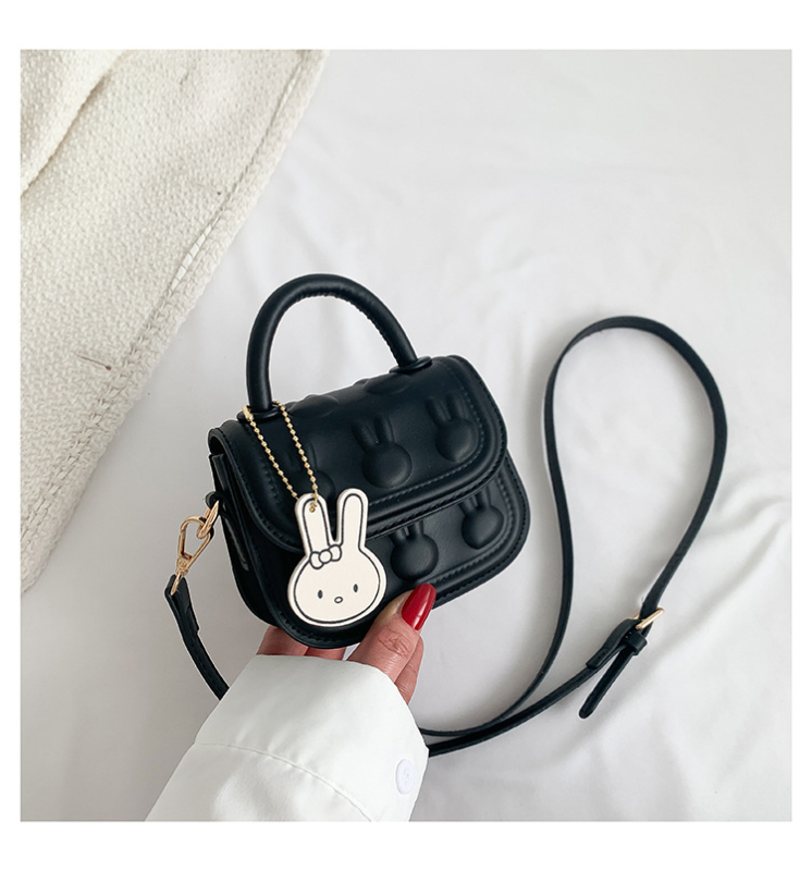 PU pečių rankinė su triušio reljefu, kvadratinė forma, korėjietiškas stilius, vasara 2023