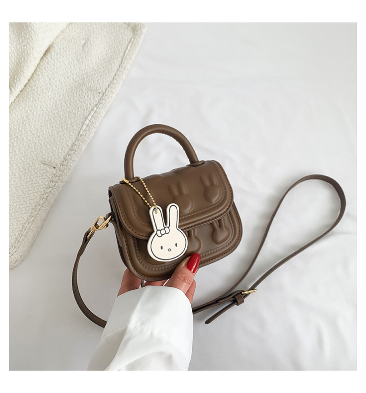 PU pečių rankinė su triušio reljefu, kvadratinė forma, korėjietiškas stilius, vasara 2023