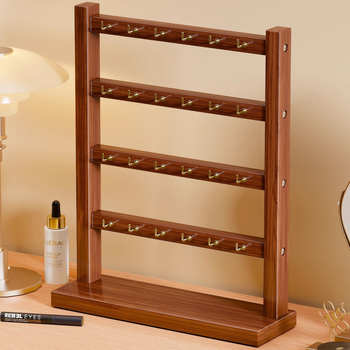 Nelja-korruseline puidust käevõrude näidelaud – lauase ehteloendur käevõrud, kaelakeed ja juukseaksessuaarid