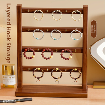 Nelja-korruseline puidust käevõrude näidelaud – lauase ehteloendur käevõrud, kaelakeed ja juukseaksessuaarid