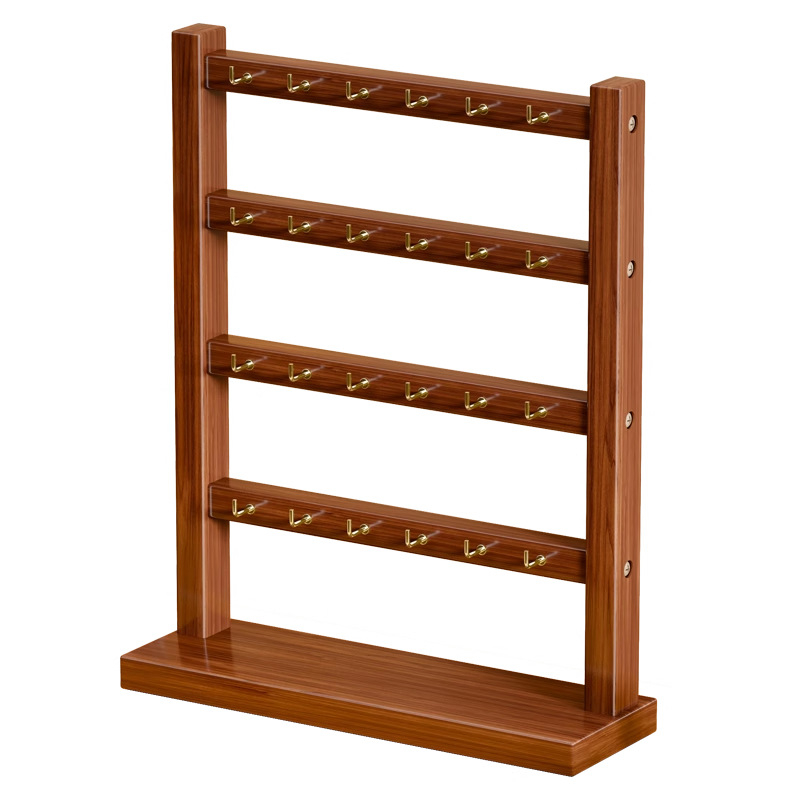 Nelja-korruseline puidust käevõrude näidelaud – lauase ehteloendur käevõrud, kaelakeed ja juukseaksessuaarid