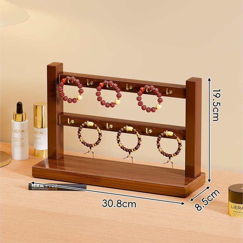 Nelja-korruseline puidust käevõrude näidelaud – lauase ehteloendur käevõrud, kaelakeed ja juukseaksessuaarid