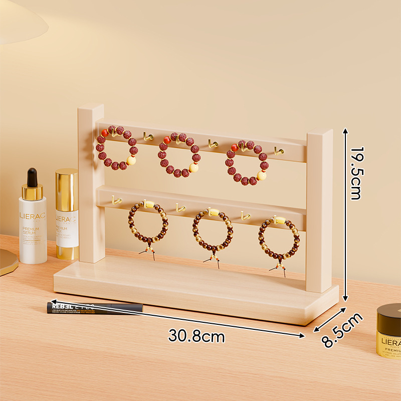 Nelja-korruseline puidust käevõrude näidelaud – lauase ehteloendur käevõrud, kaelakeed ja juukseaksessuaarid