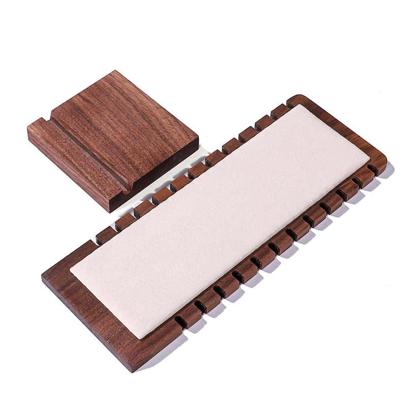 Masyvo riešutmedžio karolėlių ekspozicijos stovas, vertikalus dizainas, vieno sluoksnio, atskiriamas pakabukų dėklas