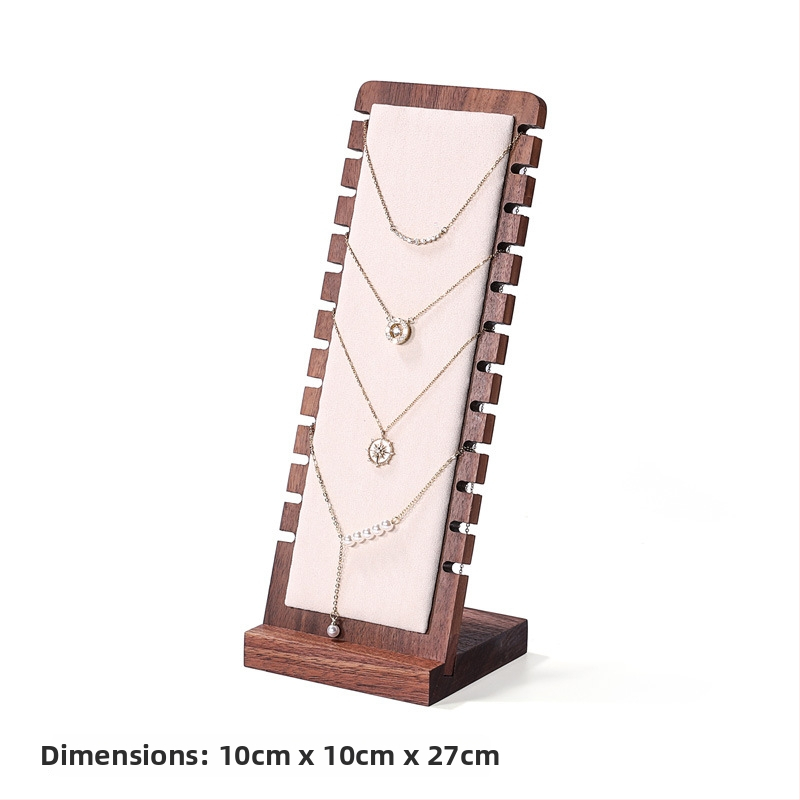 Masyvo riešutmedžio karolėlių ekspozicijos stovas, vertikalus dizainas, vieno sluoksnio, atskiriamas pakabukų dėklas