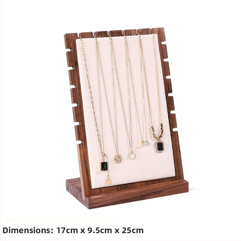 Masyvo riešutmedžio karolėlių ekspozicijos stovas, vertikalus dizainas, vieno sluoksnio, atskiriamas pakabukų dėklas