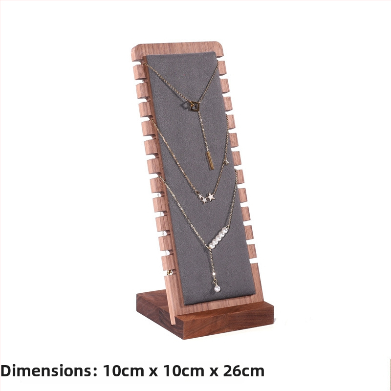 Masyvo riešutmedžio karolėlių ekspozicijos stovas, vertikalus dizainas, vieno sluoksnio, atskiriamas pakabukų dėklas