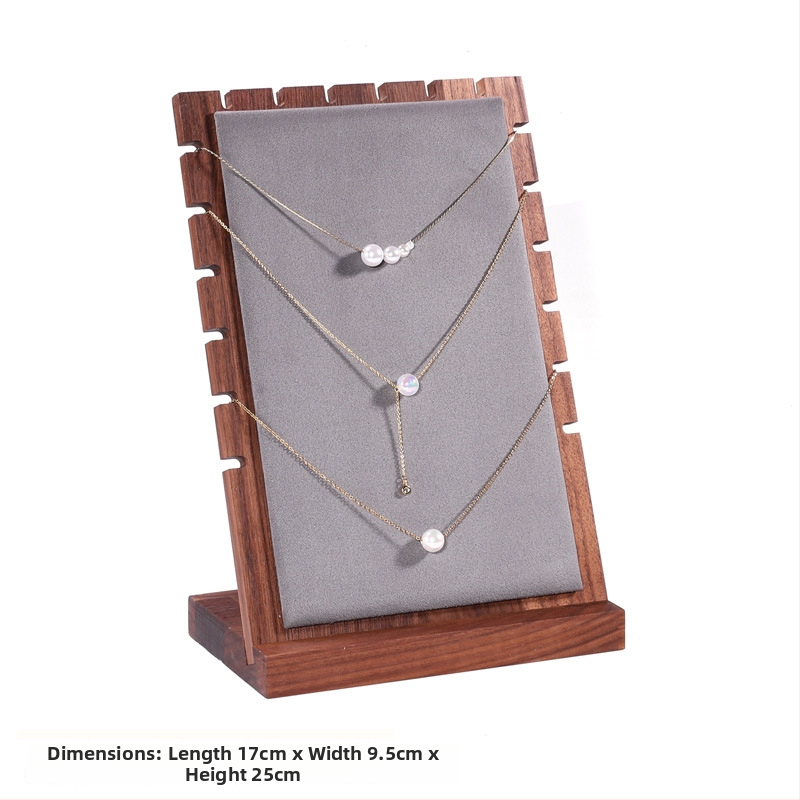 Masyvo riešutmedžio karolėlių ekspozicijos stovas, vertikalus dizainas, vieno sluoksnio, atskiriamas pakabukų dėklas