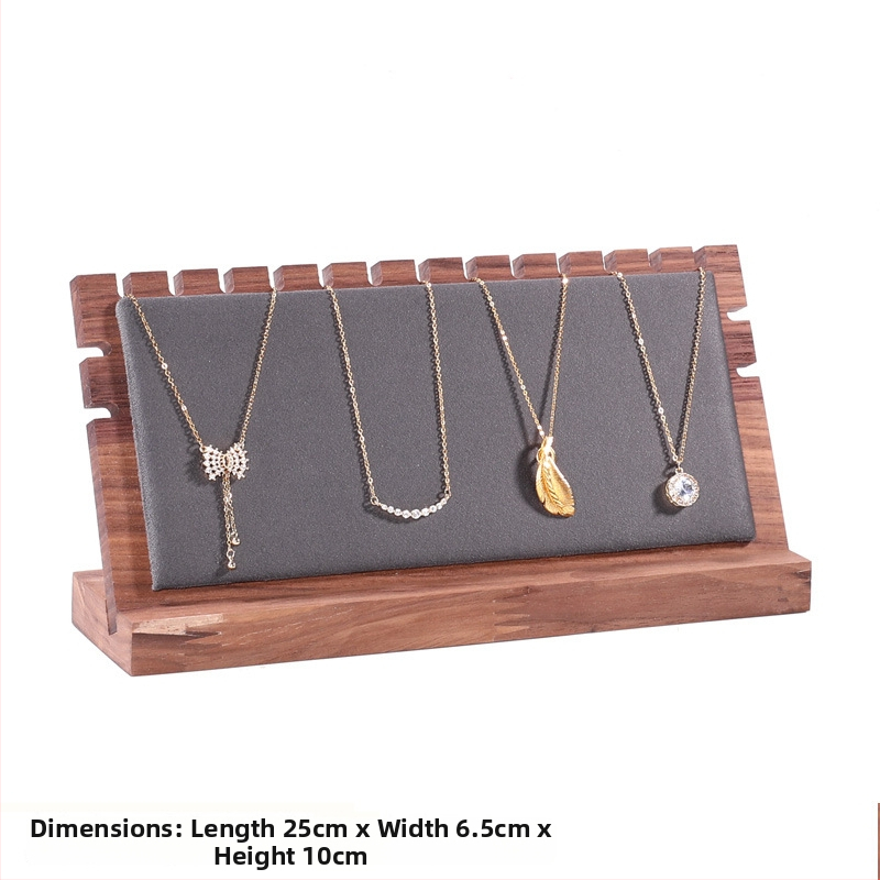 Masyvo riešutmedžio karolėlių ekspozicijos stovas, vertikalus dizainas, vieno sluoksnio, atskiriamas pakabukų dėklas