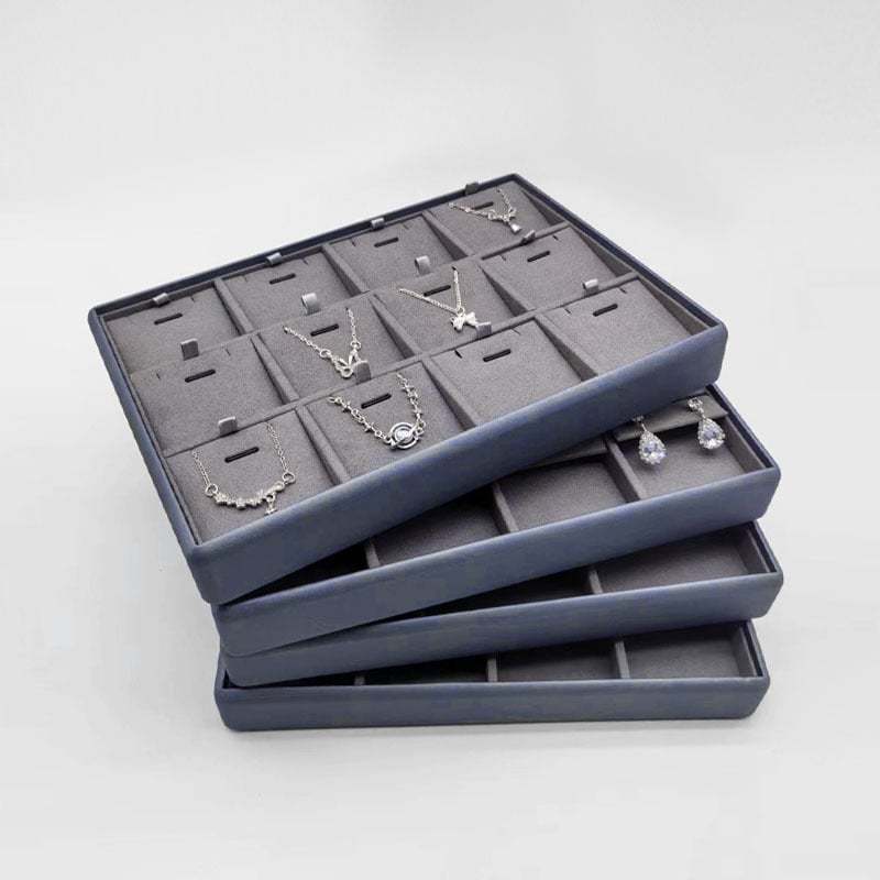 Juvelyrinių parodų rinkinys – mikropluoštas, vienas sluoksnis, sujungimo dizainas, karoliai plokštė/pendanto plokštė, žiedų dėklas