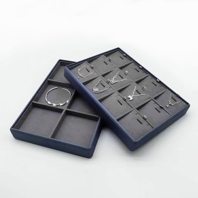 Juvelyrinių parodų rinkinys – mikropluoštas, vienas sluoksnis, sujungimo dizainas, karoliai plokštė/pendanto plokštė, žiedų dėklas