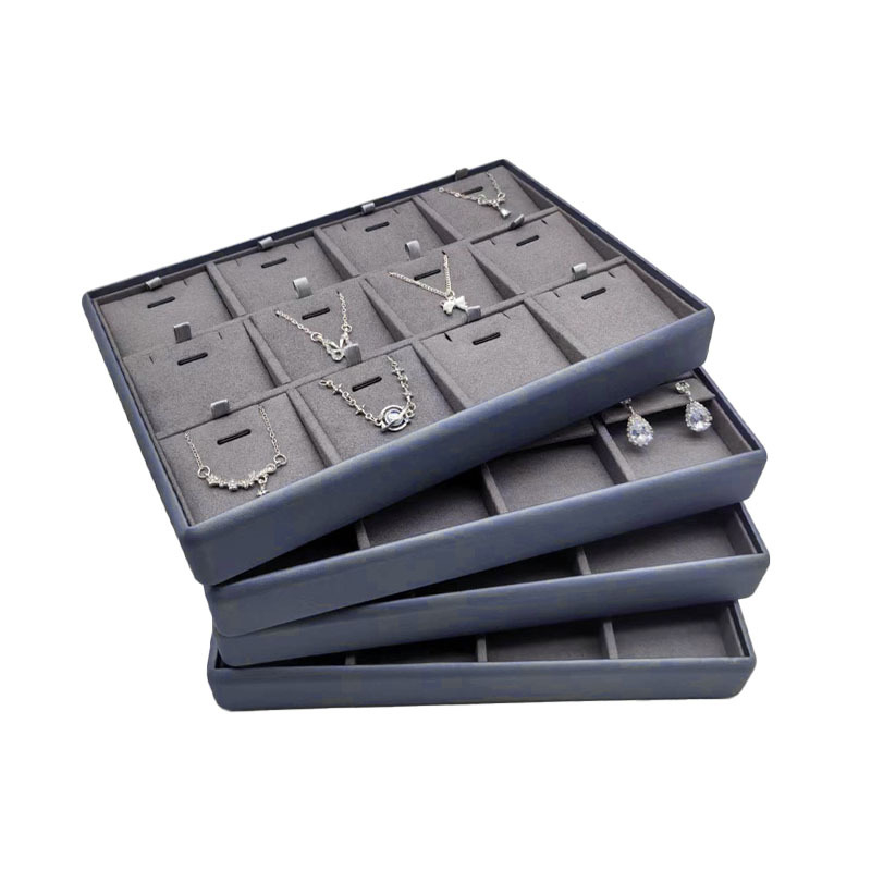 Juvelyrinių parodų rinkinys – mikropluoštas, vienas sluoksnis, sujungimo dizainas, karoliai plokštė/pendanto plokštė, žiedų dėklas