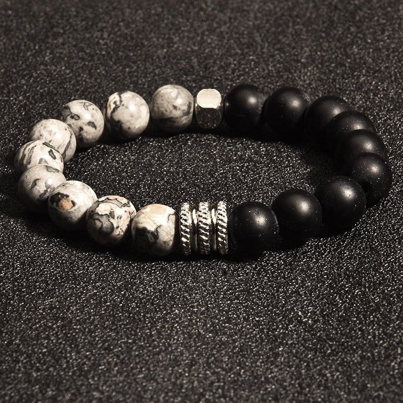 Браслет от неръждаема стомана с мъниста, мъжки стил, геометричен дизайн | Rambling