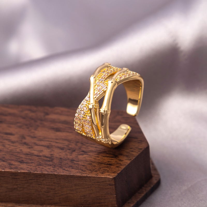 Top Maple vara gredzens, ģeometrisks dizains, elektroplātēts pārklājums