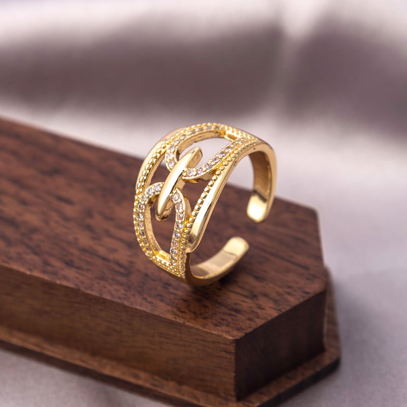 Top Maple vara gredzens, ģeometrisks dizains, elektroplātēts pārklājums