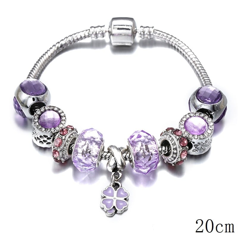 Гривна с четирилистна детелина Панжа, DIY мъниста с голям отвор, бижута от мед и сплав, инкрустирани полускъп камъни