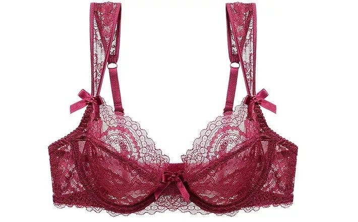 Mežģīņu krūštura komplekts ar ultrataini veidojošiem kupiem, 3/4 kauss, push-up, franču stils, aizmugures dubultā aizdare