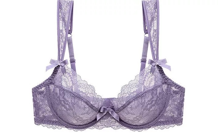 Mežģīņu krūštura komplekts ar ultrataini veidojošiem kupiem, 3/4 kauss, push-up, franču stils, aizmugures dubultā aizdare