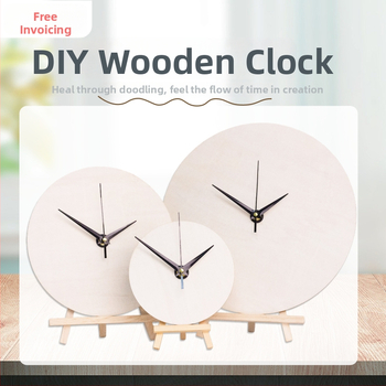 DIY sienas pulkstenis – apaļa koka plāksne, plūstošā glezna, izglītojoša rotaļa, piemērots mājām un birojā, Jauns ķīniešu stils