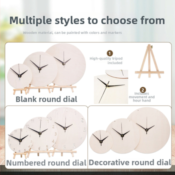 DIY sienas pulkstenis – apaļa koka plāksne, plūstošā glezna, izglītojoša rotaļa, piemērots mājām un birojā, Jauns ķīniešu stils