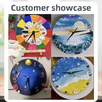 DIY sienas pulkstenis – apaļa koka plāksne, plūstošā glezna, izglītojoša rotaļa, piemērots mājām un birojā, Jauns ķīniešu stils