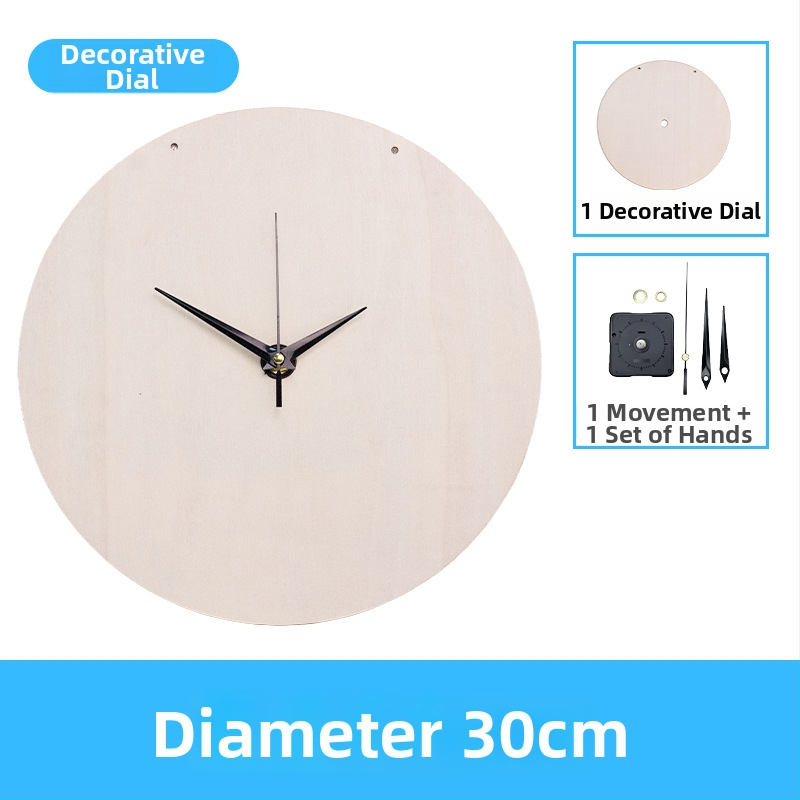 DIY sienas pulkstenis – apaļa koka plāksne, plūstošā glezna, izglītojoša rotaļa, piemērots mājām un birojā, Jauns ķīniešu stils