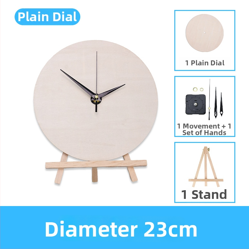 DIY sienas pulkstenis – apaļa koka plāksne, plūstošā glezna, izglītojoša rotaļa, piemērots mājām un birojā, Jauns ķīniešu stils