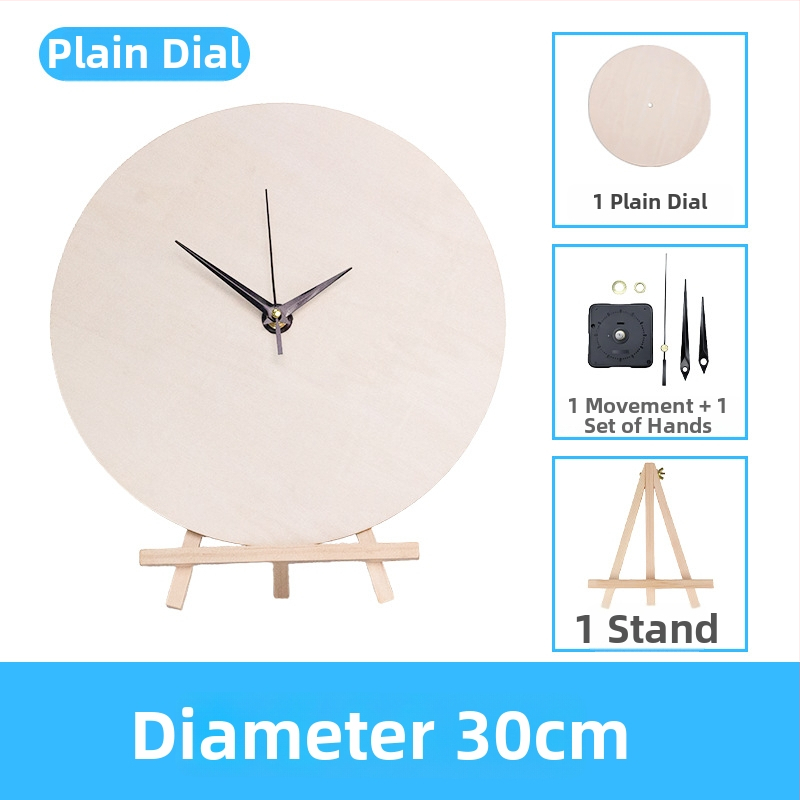 DIY sienas pulkstenis – apaļa koka plāksne, plūstošā glezna, izglītojoša rotaļa, piemērots mājām un birojā, Jauns ķīniešu stils