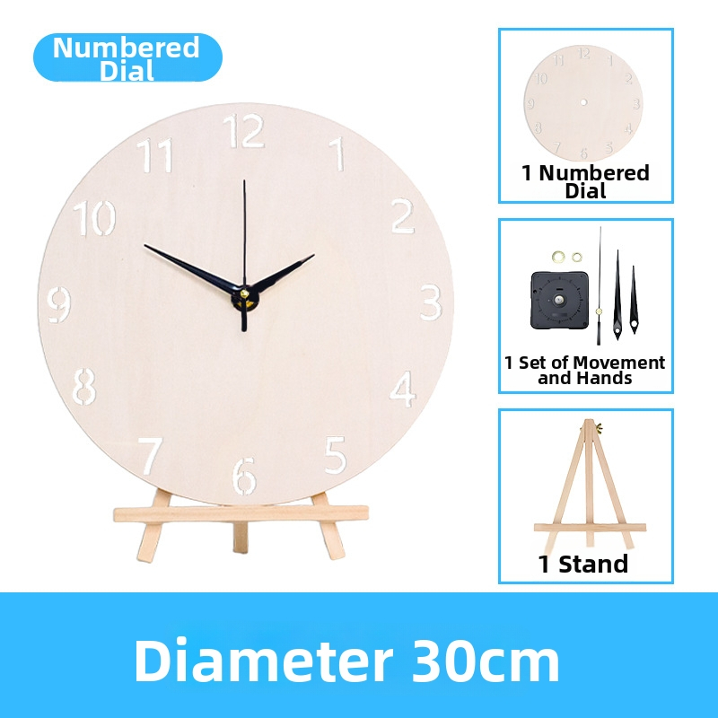 DIY sienas pulkstenis – apaļa koka plāksne, plūstošā glezna, izglītojoša rotaļa, piemērots mājām un birojā, Jauns ķīniešu stils