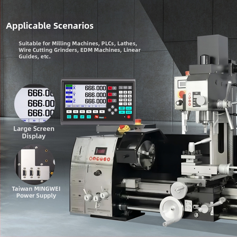 Yiyi електронен гратиращ измервател с цифров дисплей – високоточен датчик за преместване, резолюция 0.005 мм, подходящ за фрезови машини, стругове и шлайфове