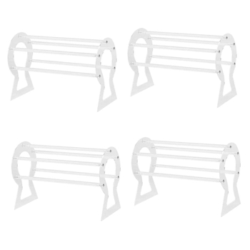 Akrilo juvelyrinių aksesuarų ekspozicijos stendas, skaidrus, vieno aukšto, sujungimo konstrukcija, mergaitiško stiliaus, palaiko etikečių žymėjimą