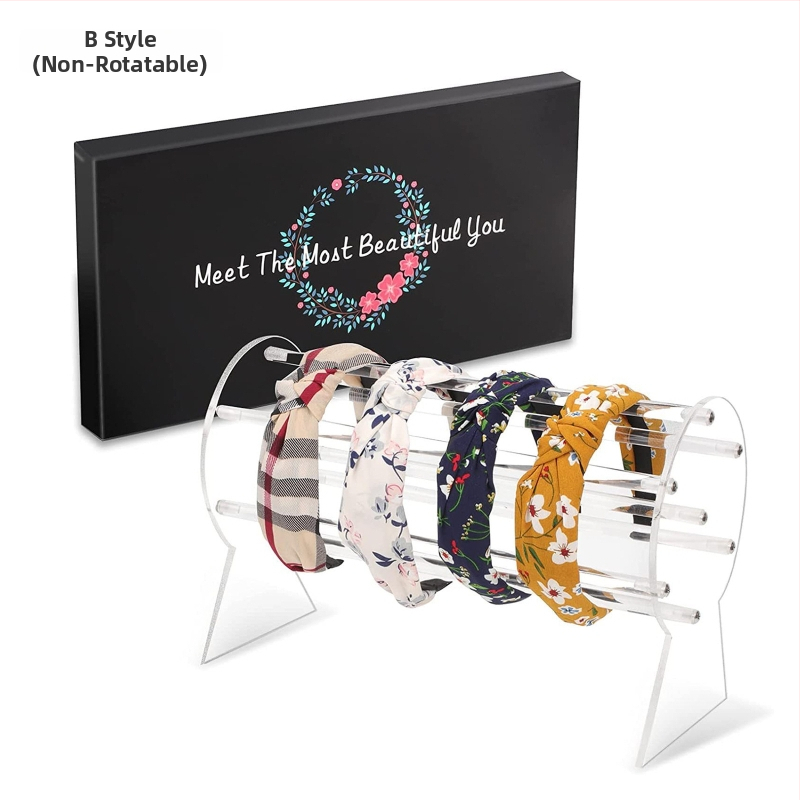 Akrilo juvelyrinių aksesuarų ekspozicijos stendas, skaidrus, vieno aukšto, sujungimo konstrukcija, mergaitiško stiliaus, palaiko etikečių žymėjimą