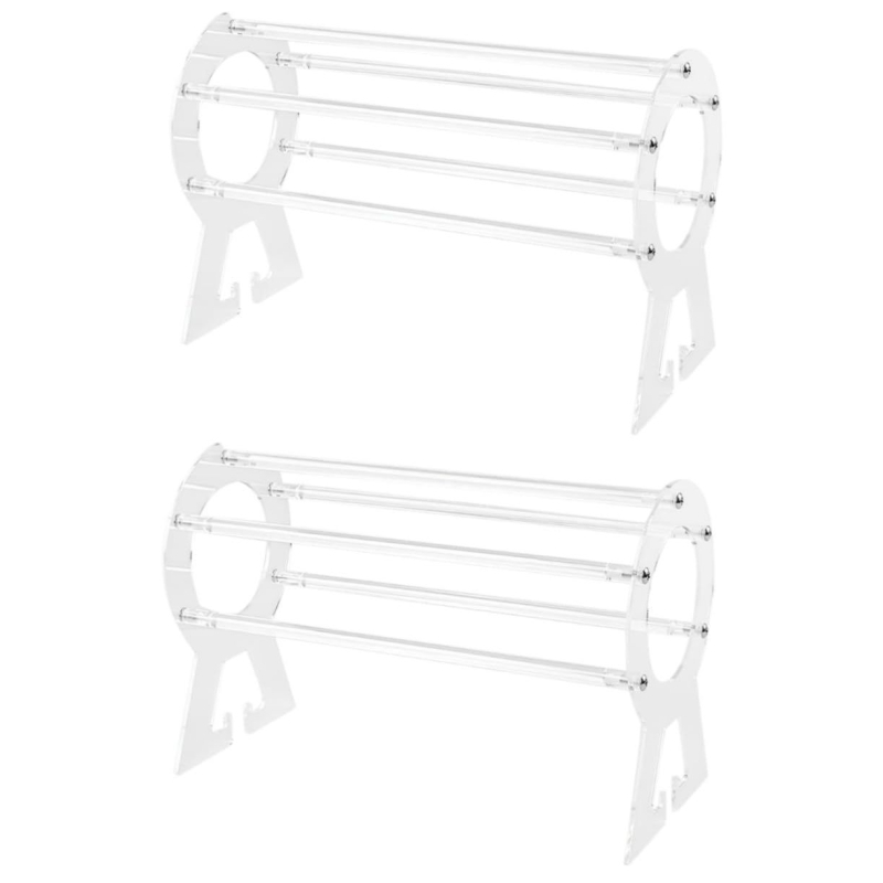 Akrilo juvelyrinių aksesuarų ekspozicijos stendas, skaidrus, vieno aukšto, sujungimo konstrukcija, mergaitiško stiliaus, palaiko etikečių žymėjimą