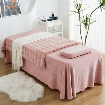 Jesen–zimski četverodijelni set navlaka za kozmetički krevet, debeli bubble velvet, lagani luksuz za salone ljepote, pokrivač za masažni krevet