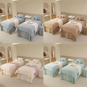 Set patru piese pentru cuvertură din amestec poliester-bumbac, imprimare reactive și vopsire, cusături cu dantelă și quilting