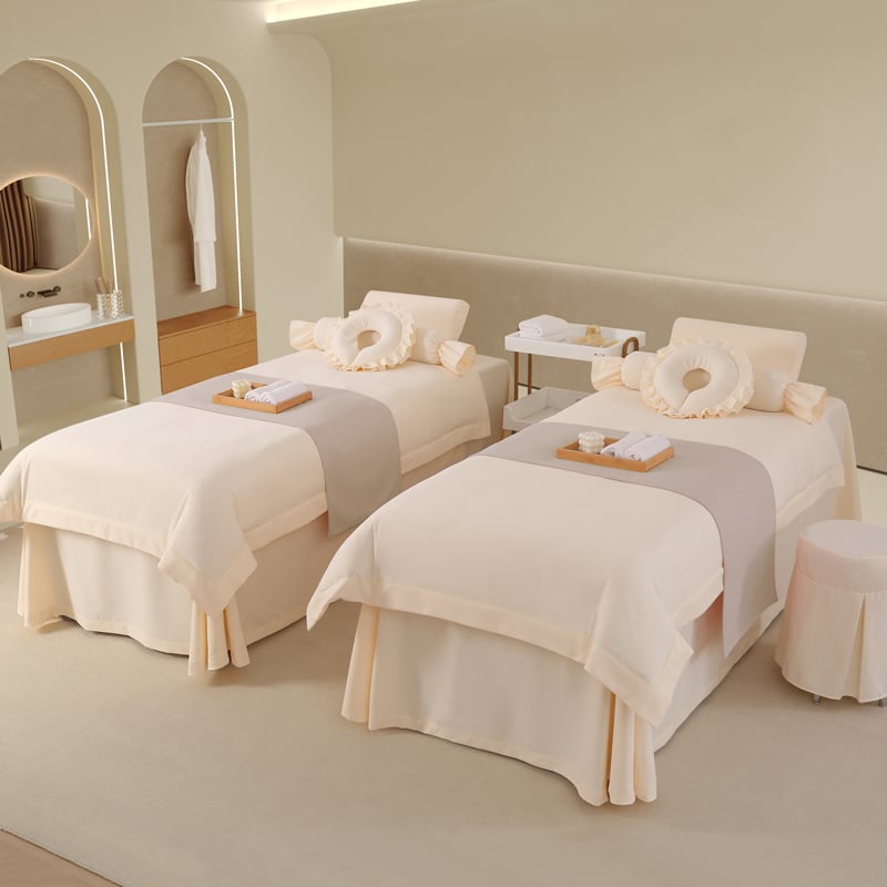 Set patru piese pentru cuvertură din amestec poliester-bumbac, imprimare reactive și vopsire, cusături cu dantelă și quilting